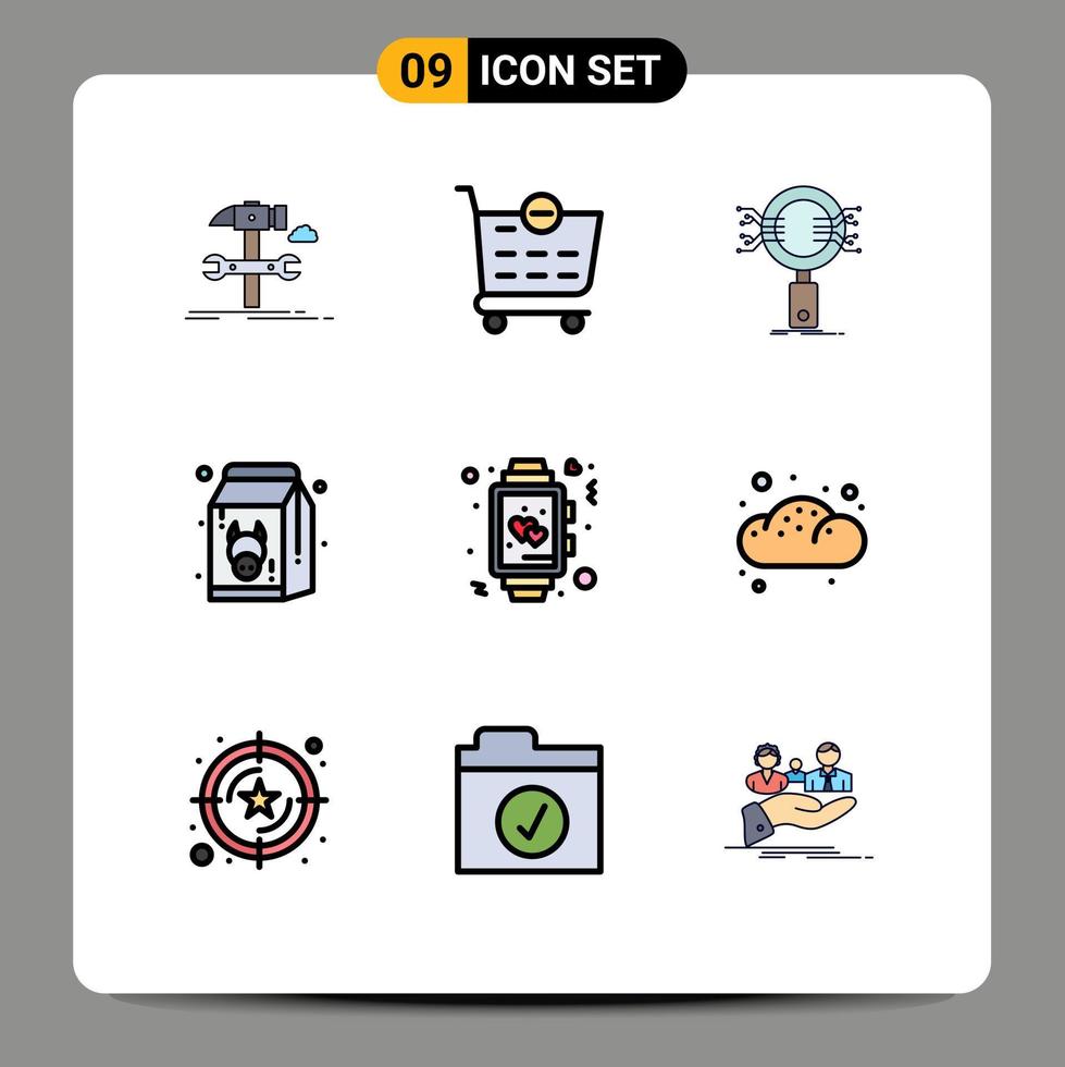 9 Creative Icons Modern Signs and Symbols of milk fresh analysis food security Editable Vector Design Elements