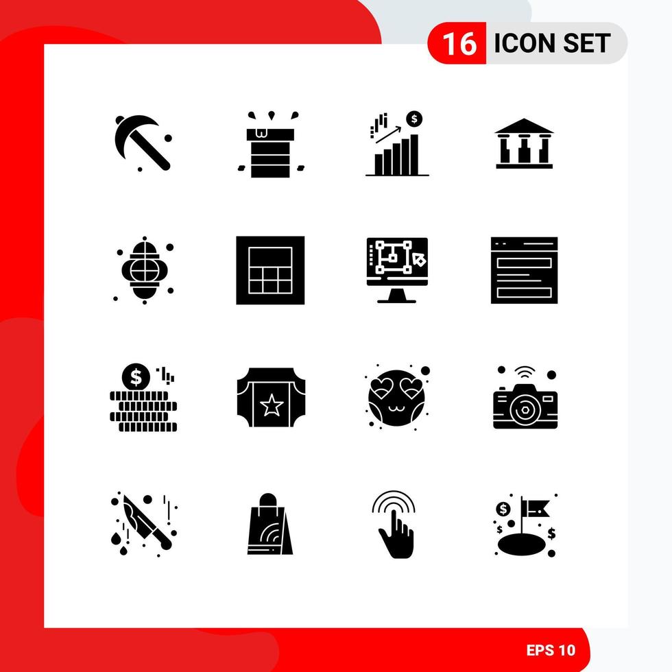Stock Vector Icon Pack of 16 Line Signs and Symbols for light mony water building dollar Editable Vector Design Elements