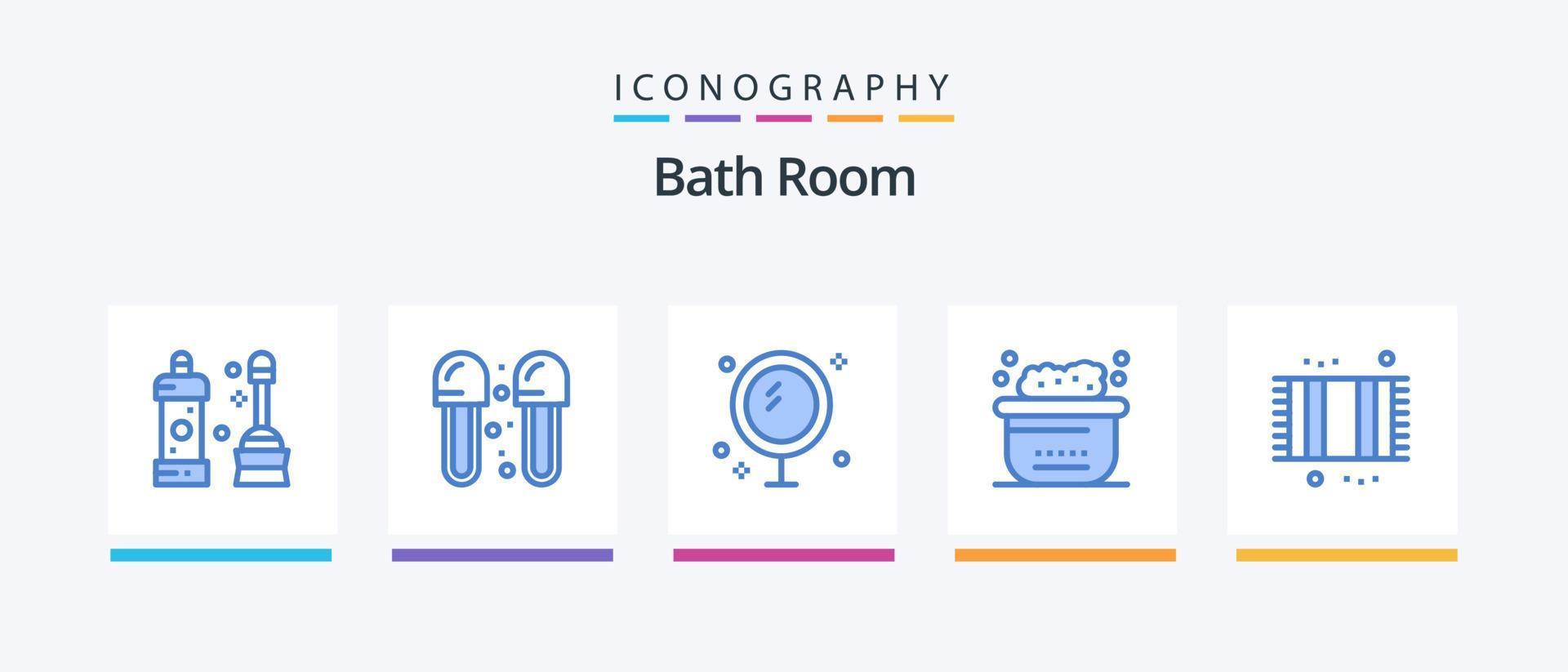 cuarto de baño azul 5 paquete de iconos que incluye limpieza. baño. zapatillas. animales espejo. diseño de iconos creativos vector