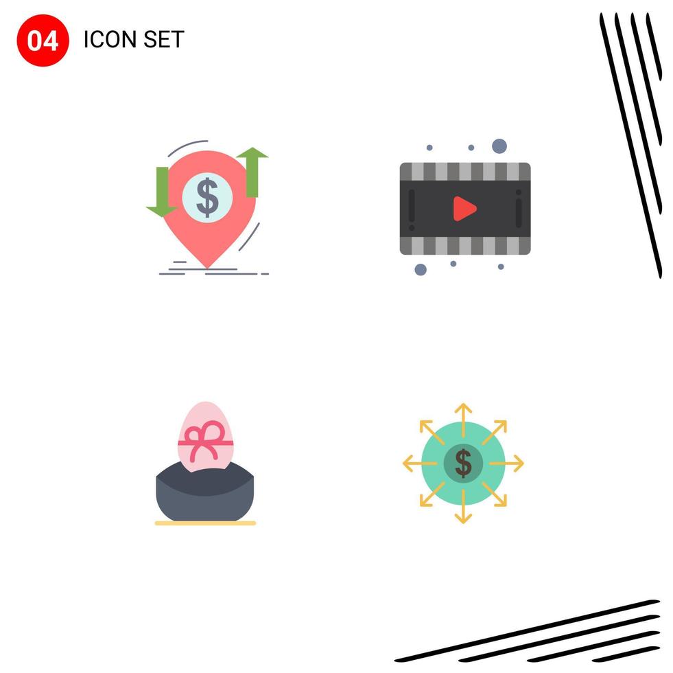 Stock Vector Icon Pack of 4 Line Signs and Symbols for transaction boiled finance movie egg Editable Vector Design Elements