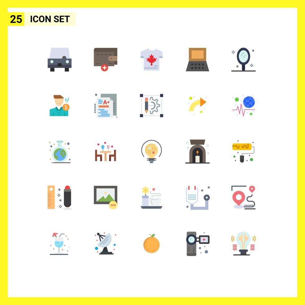 Modern Set of 25 Flat Colors and symbols such as hand hardware shirt computer maple Editable Vector Design Elements