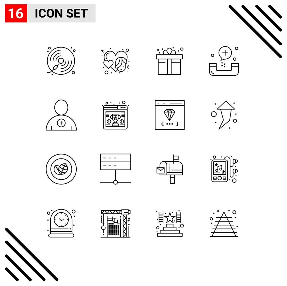 16 iconos creativos signos y símbolos modernos de forma emergencia cara enfermedad compras elementos de diseño vectorial editables vector