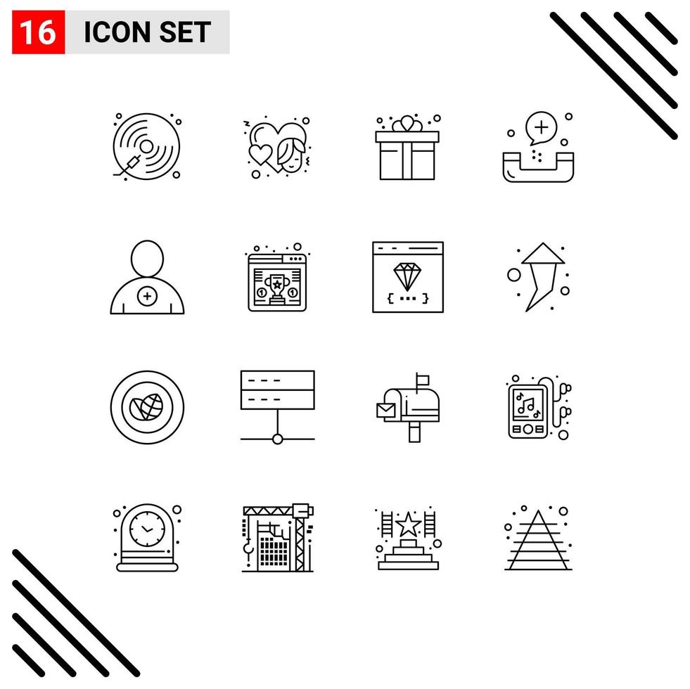 16 Creative Icons Modern Signs and Symbols of form emergency face disease shopping Editable Vector Design Elements