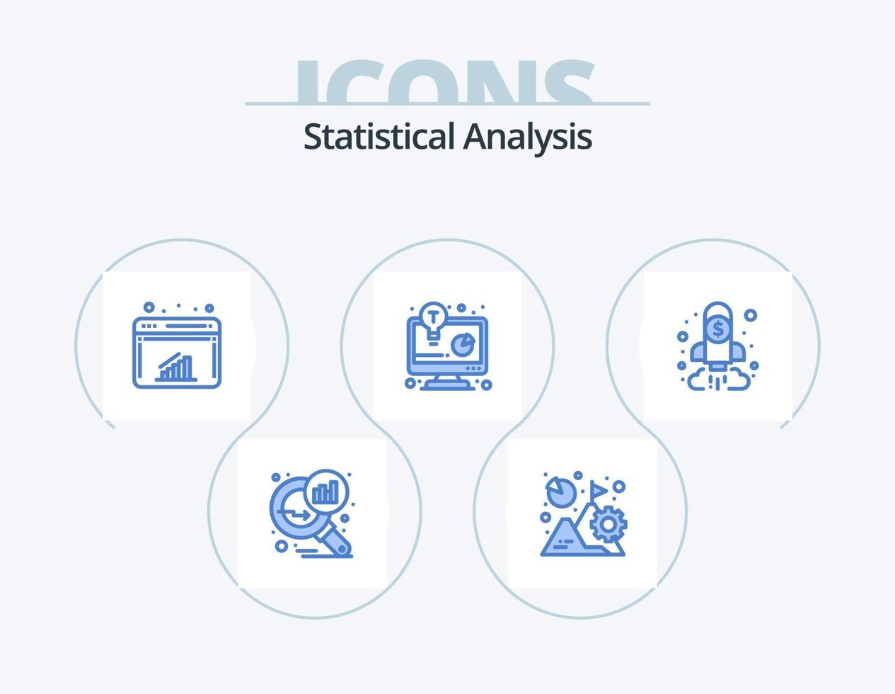 Statistical Analysis Blue Icon Pack 5 Icon Design. analysis. business report. mission. business idea. web vector