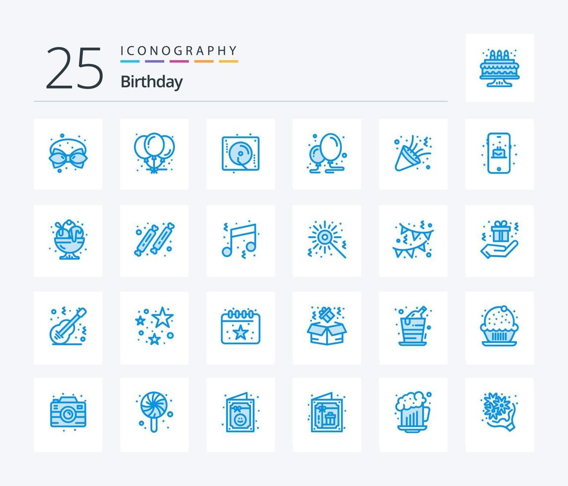Birthday 25 Blue Color icon pack including birthday. decoration. party. birthday. party vector