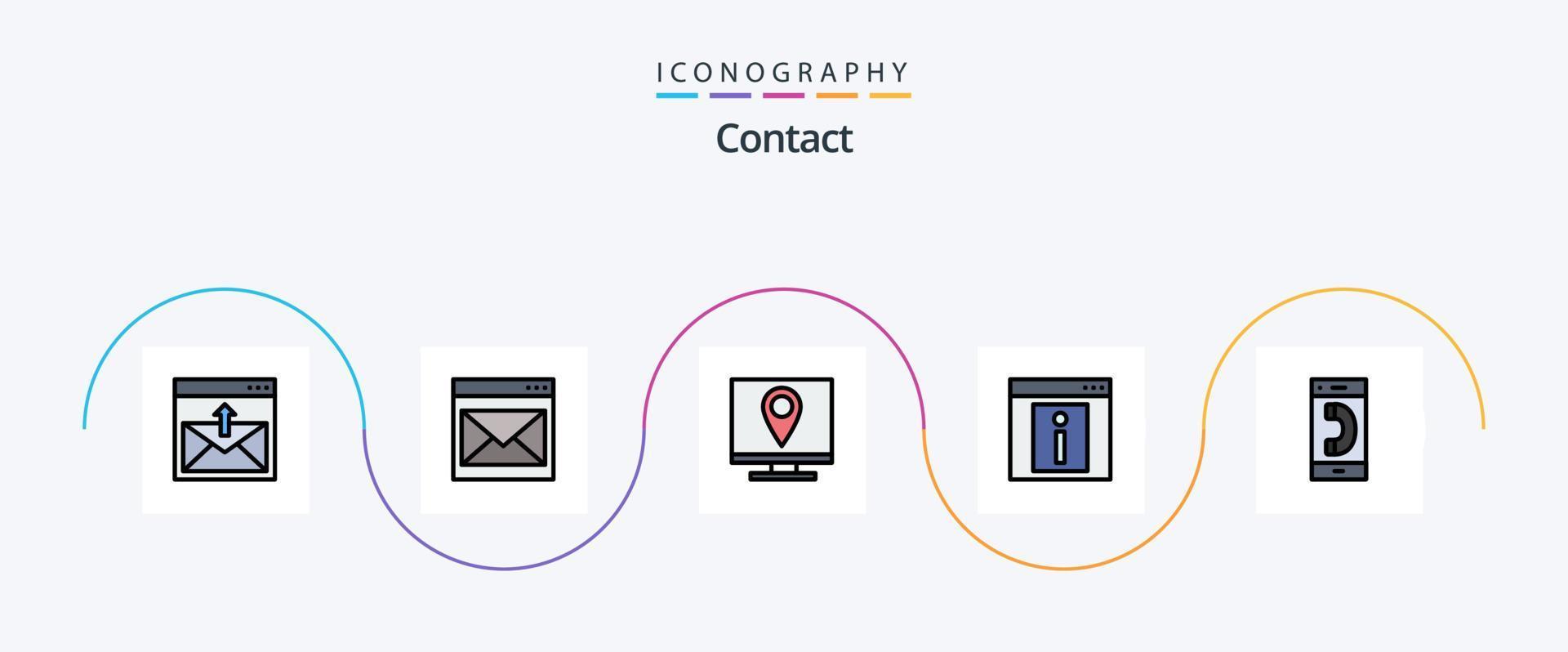 paquete de iconos de 5 planos llenos de línea de contacto que incluye contacto. llamar. información. Página web. información vector