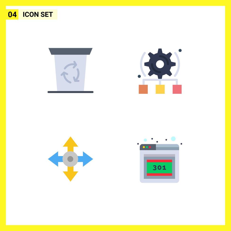 4 Creative Icons Modern Signs and Symbols of recycle been location setting server browser Editable Vector Design Elements