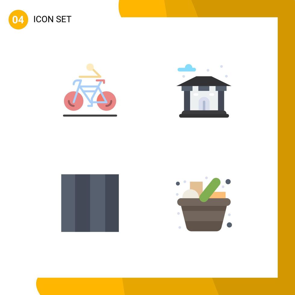 4 Creative Icons Modern Signs and Symbols of activity layout biking city grocery Editable Vector Design Elements