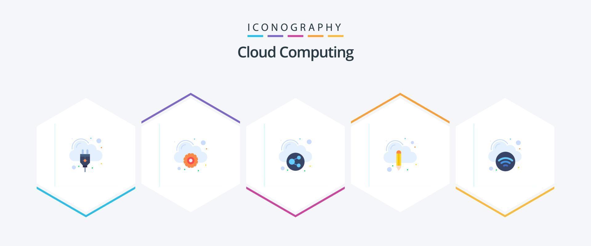 Cloud Computing 25 Flat icon pack including technology. cloud. activity. cloud. pencil vector