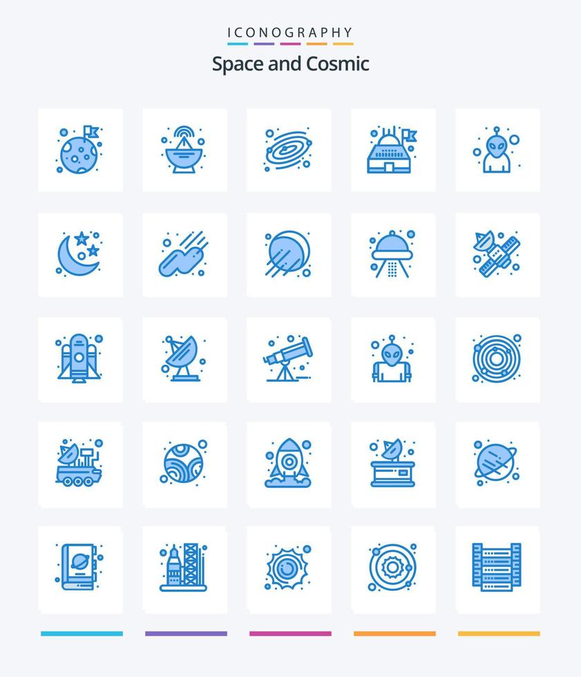 Creative Space 25 Blue icon pack  Such As planet. monster. planet. avatar. planetarium vector