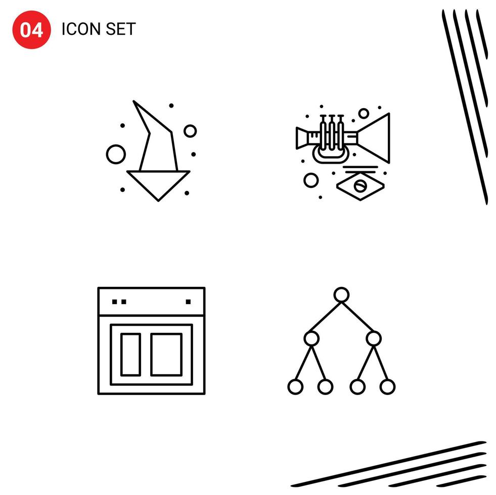 paquete de línea de 4 símbolos universales de diseño de flecha hacia abajo elementos de diseño vectorial editables web de carnaval vector