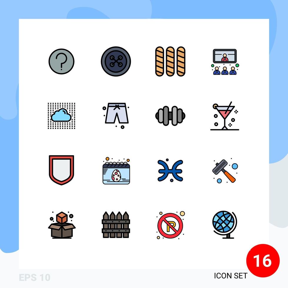 16 Creative Icons Modern Signs and Symbols of data video bread presentation conference Editable Creative Vector Design Elements