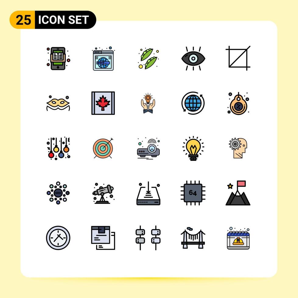 Set of 25 Modern UI Icons Symbols Signs for form eye wide disease vegetable Editable Vector Design Elements