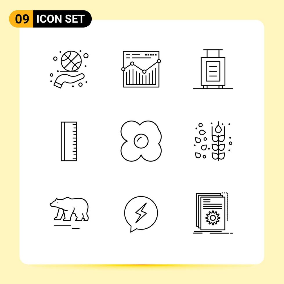 Modern Set of 9 Outlines and symbols such as omelet egg report school education Editable Vector Design Elements