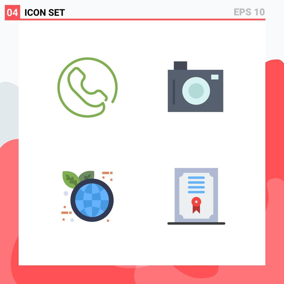 4 Universal Flat Icon Signs Symbols of answer world eco camera picture degree Editable Vector Design Elements