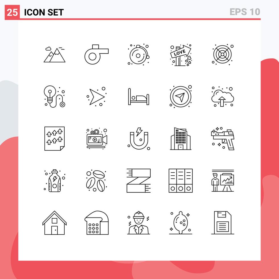 Stock Vector Icon Pack of 25 Line Signs and Symbols for idea fan school cooler date Editable Vector Design Elements