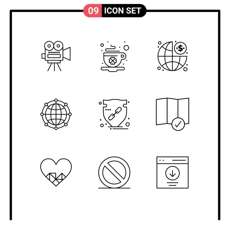 Modern Set of 9 Outlines and symbols such as trust network business internet data Editable Vector Design Elements