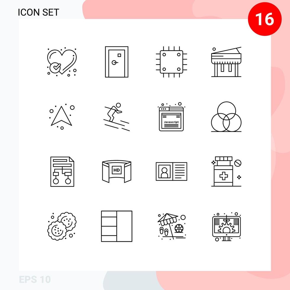 16 Outline concept for Websites Mobile and Apps piano education exit hardware devices Editable Vector Design Elements