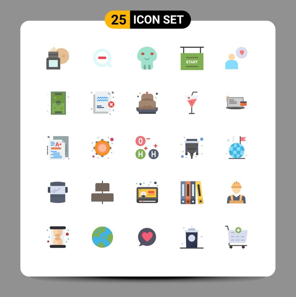 Editable Vector Line Pack of 25 Simple Flat Colors of man races delete race death Editable Vector Design Elements