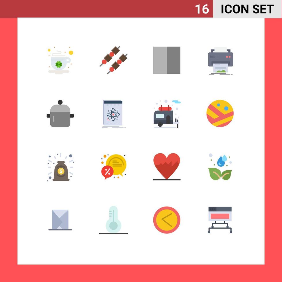 16 User Interface Flat Color Pack of modern Signs and Symbols of kitchen drink layout cooking hardware Editable Pack of Creative Vector Design Elements