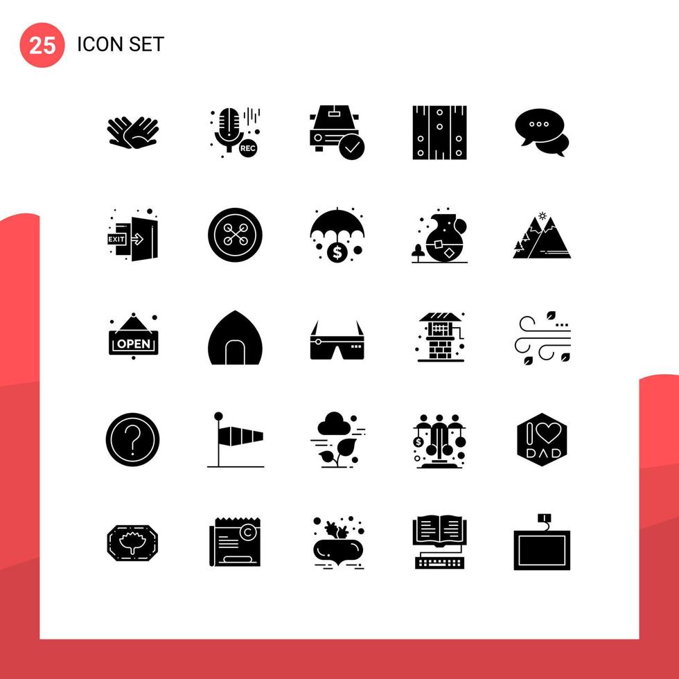 Solid Glyph Pack of 25 Universal Symbols of stock delivery recording box done Editable Vector Design Elements