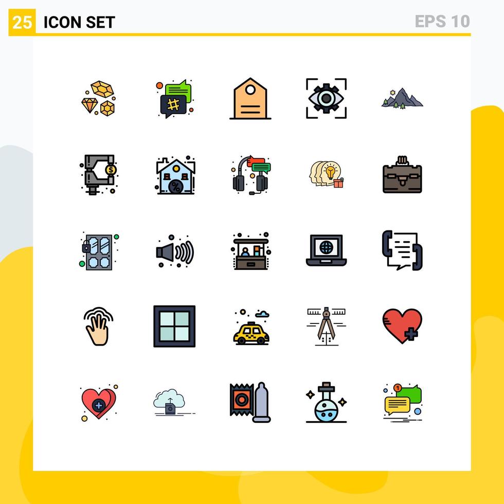 Set of 25 Modern UI Icons Symbols Signs for landscape vision basic view focus Editable Vector Design Elements
