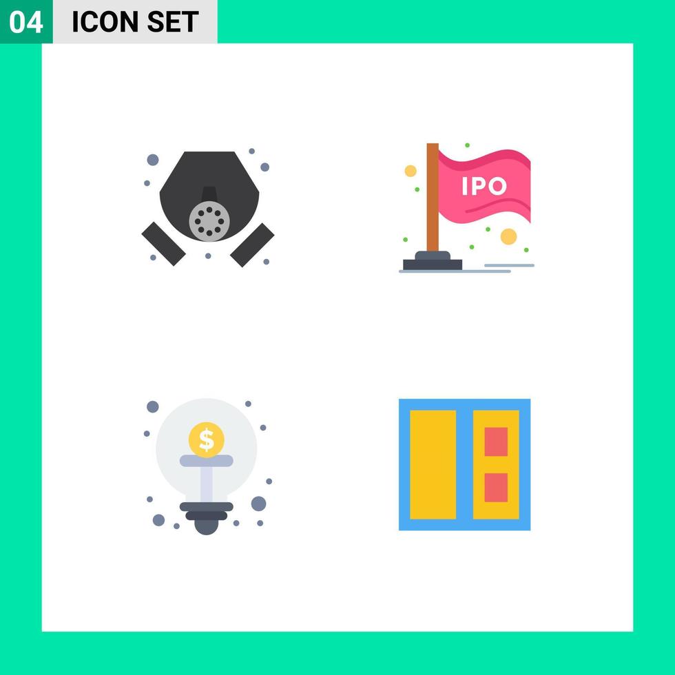 User Interface Pack of 4 Basic Flat Icons of gas business waste stock finance Editable Vector Design Elements