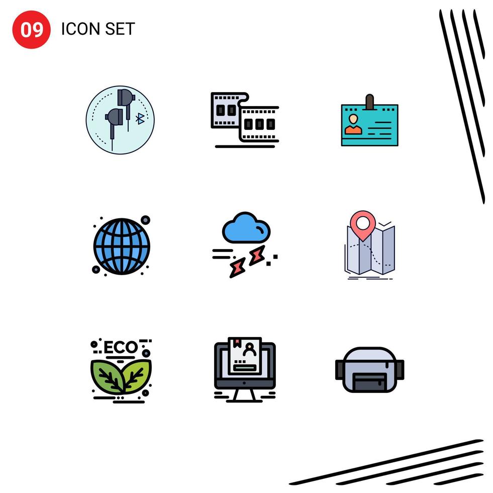 Universal Icon Symbols Group of 9 Modern Filledline Flat Colors of internet phone strip people id Editable Vector Design Elements