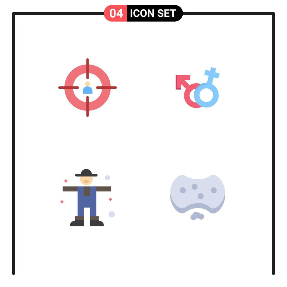 4 User Interface Flat Icon Pack of modern Signs and Symbols of audience character person symbol rural Editable Vector Design Elements
