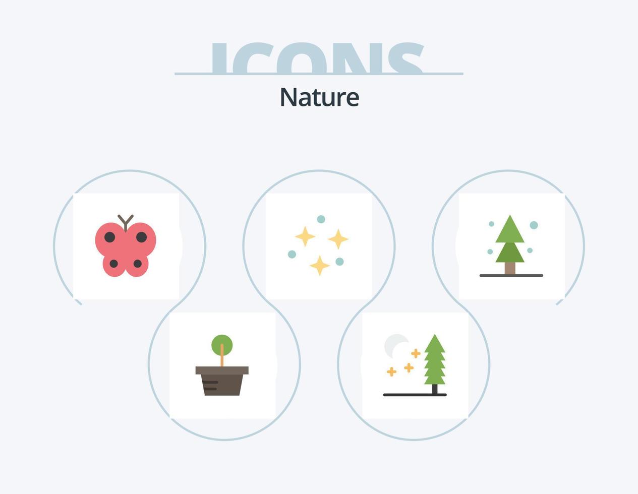 paquete de iconos planos de naturaleza 5 diseño de iconos. árbol. naturaleza. Pascua de Resurrección. bosque. espacio vector