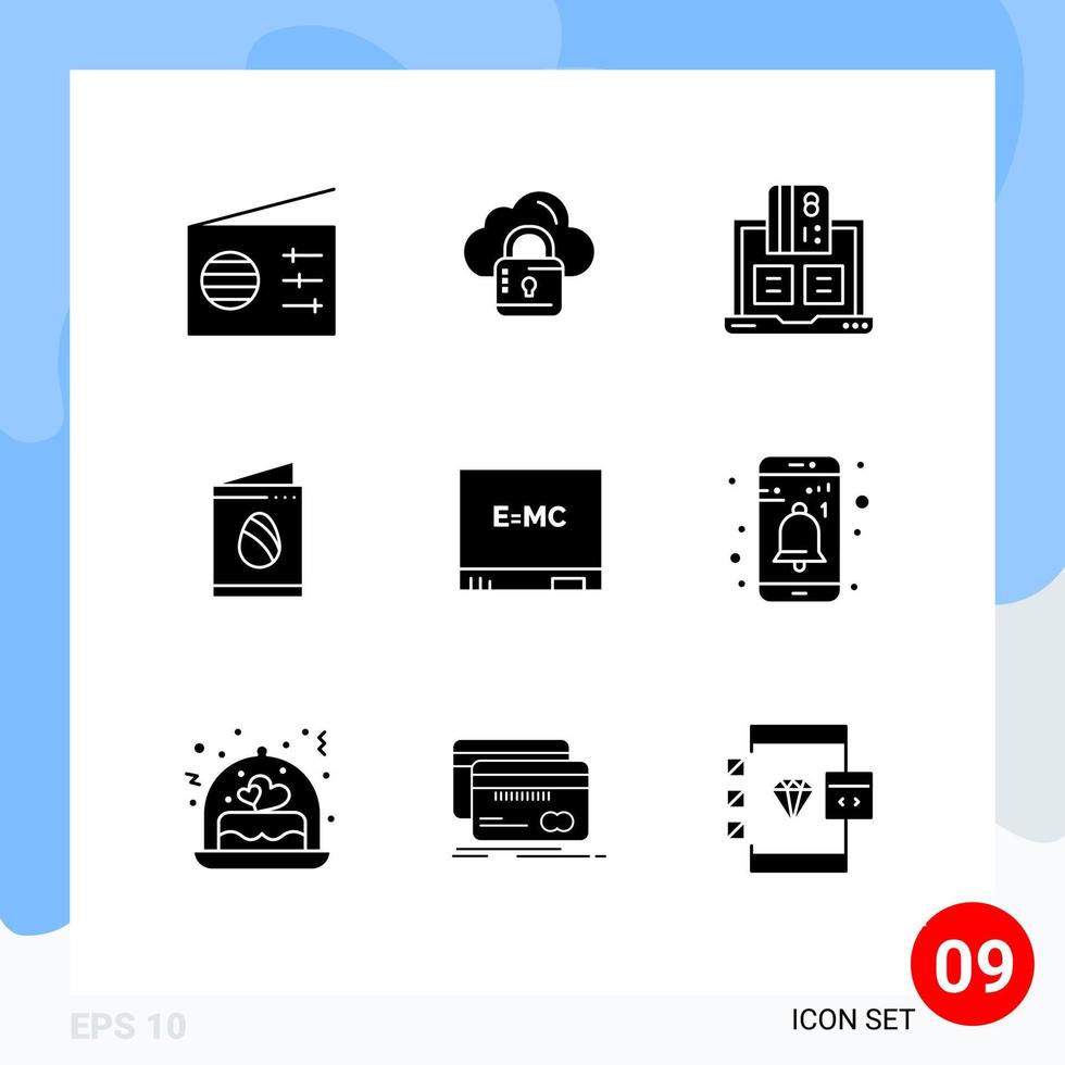 User Interface Pack of 9 Basic Solid Glyphs of education wedding cash easter card Editable Vector Design Elements