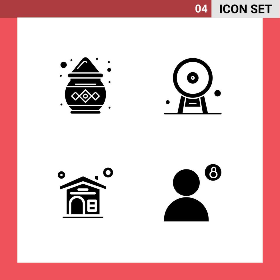 4 User Interface Solid Glyph Pack of modern Signs and Symbols of color home powder ferris wheel real estate Editable Vector Design Elements