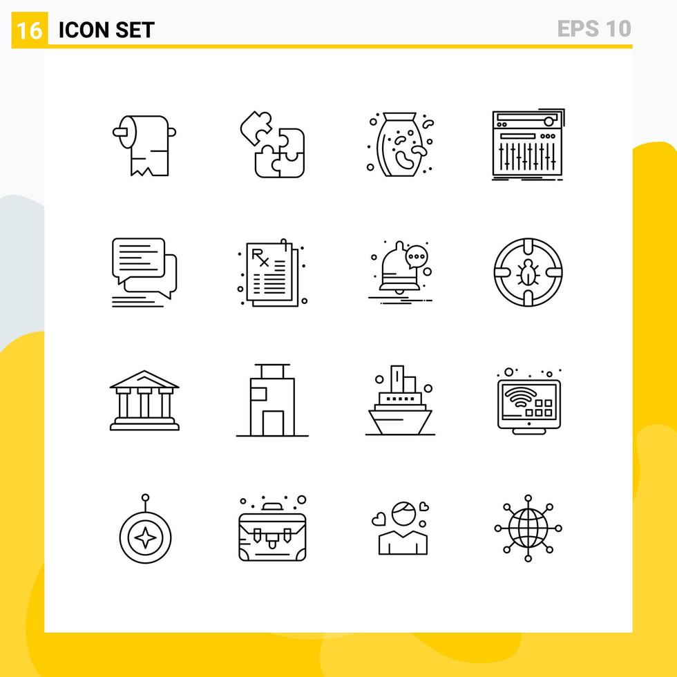 Pictogram Set of 16 Simple Outlines of messages chat supermarket sound midi Editable Vector Design Elements