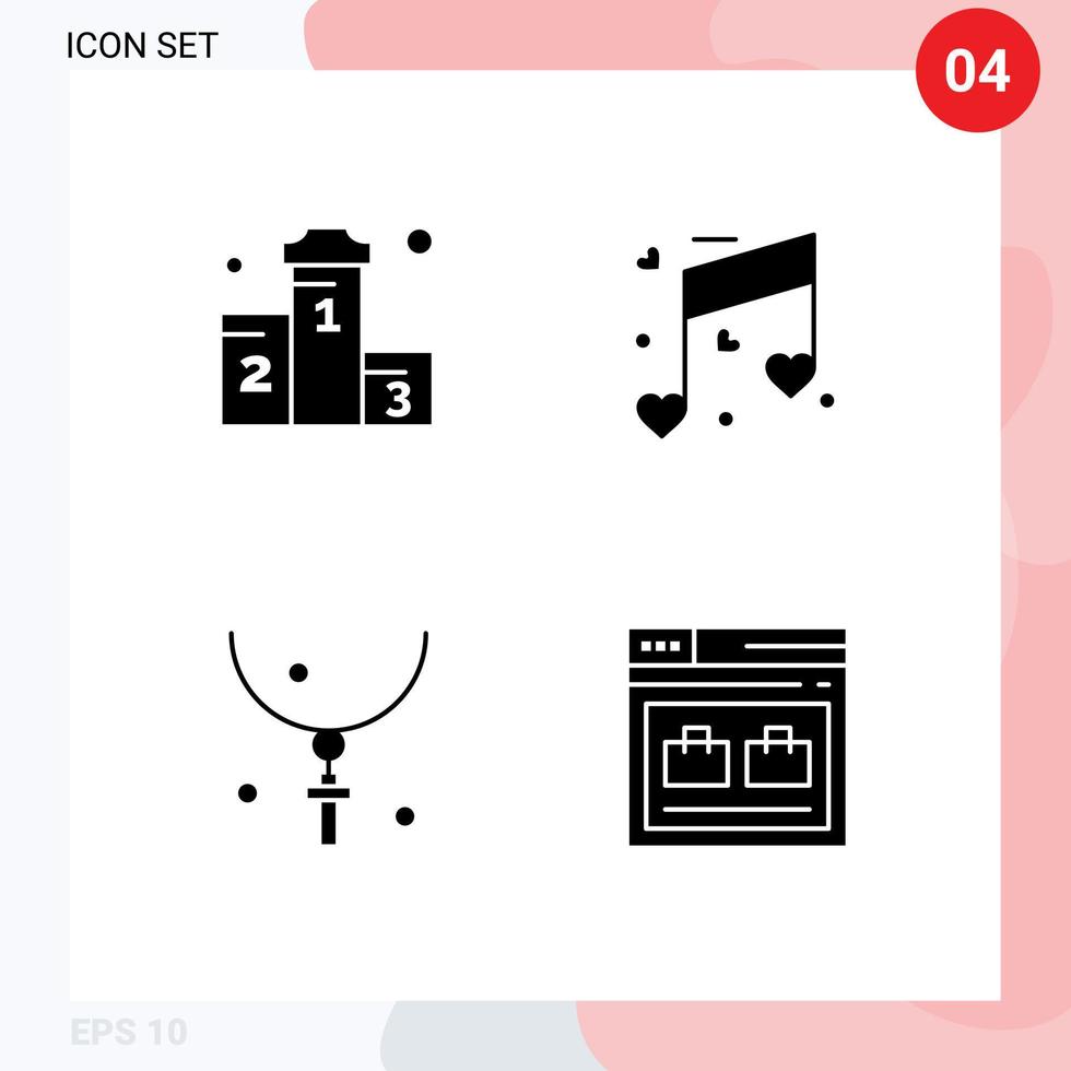 4 Solid Glyph concept for Websites Mobile and Apps award cross won love halloween Editable Vector Design Elements