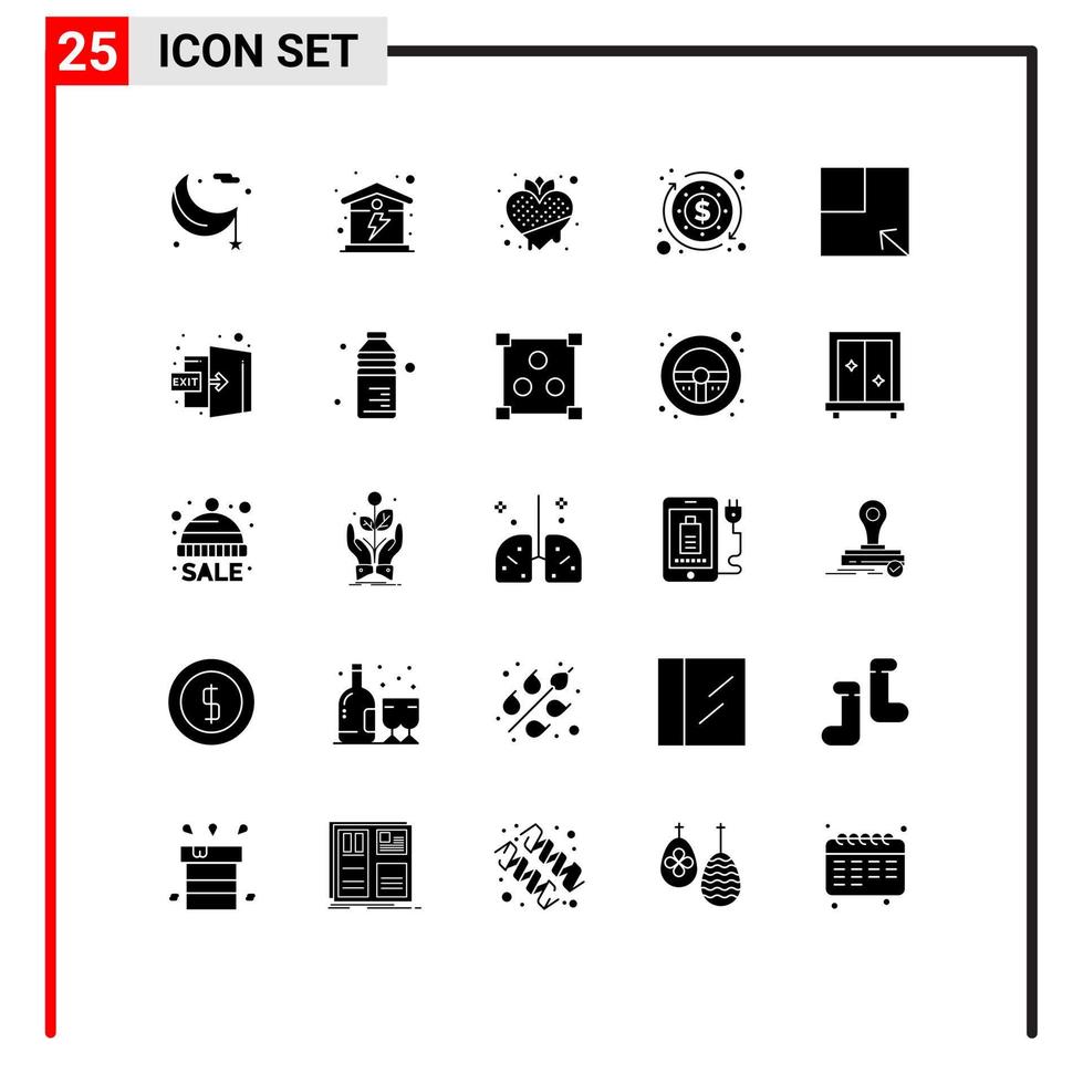 Stock Vector Icon Pack of 25 Line Signs and Symbols for layout business energy budget vegetarian Editable Vector Design Elements