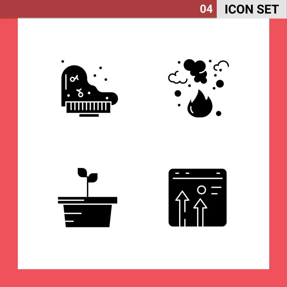 conjunto de 4 iconos de interfaz de usuario modernos símbolos signos para grandes plantas quemar contaminación flecha elementos de diseño vectorial editables vector