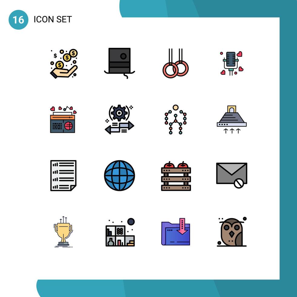 Set of 16 Modern UI Icons Symbols Signs for fm radio athletic wedding love Editable Creative Vector Design Elements