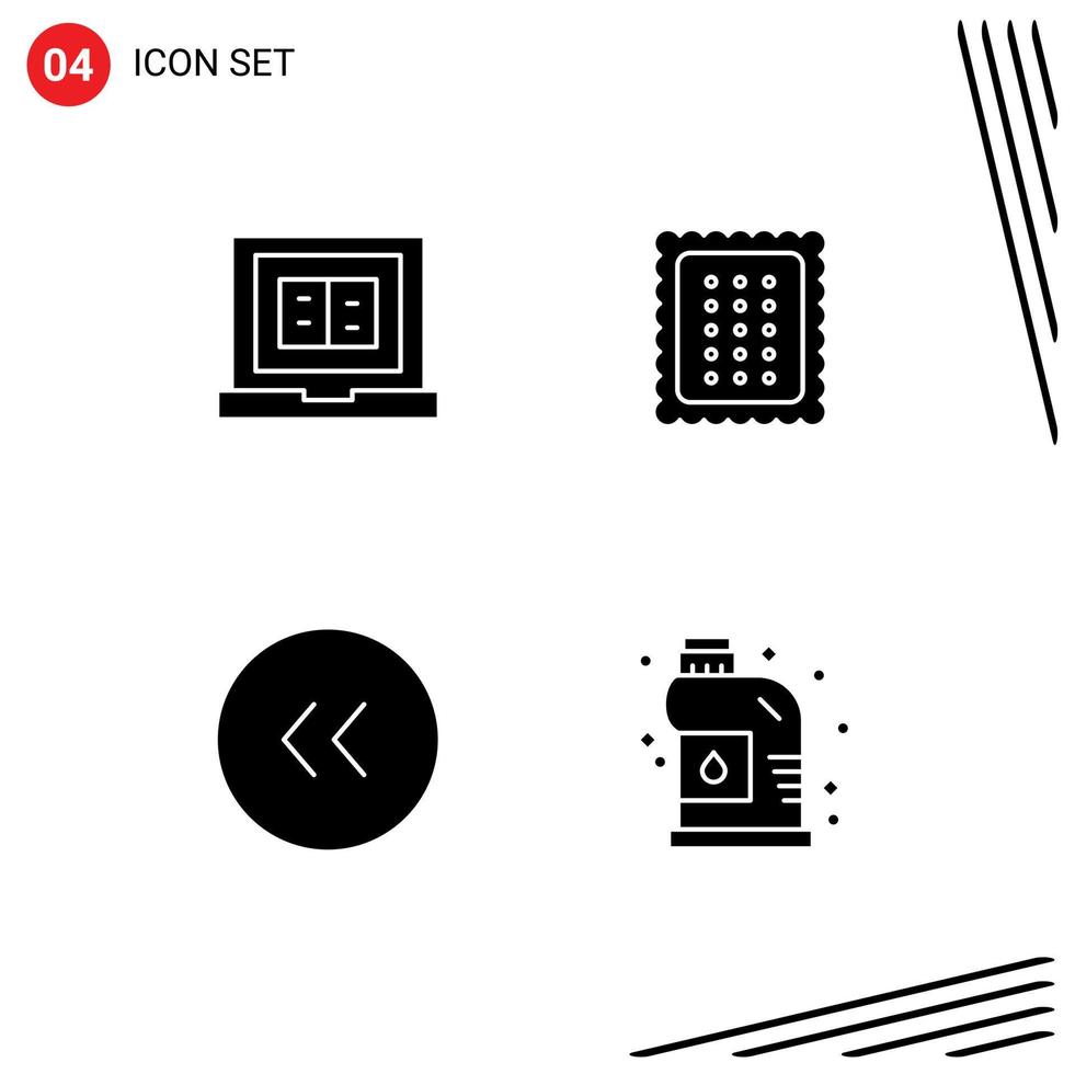 Stock Vector Icon Pack of 4 Line Signs and Symbols for book arrows online bread circle Editable Vector Design Elements