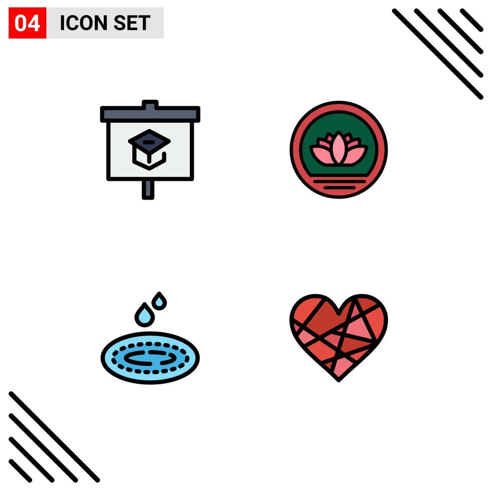 paquete de iconos de vector de stock de 4 signos y símbolos de línea para elementos de diseño de vector editable de spa de moneda de escuela de agua de gráfico