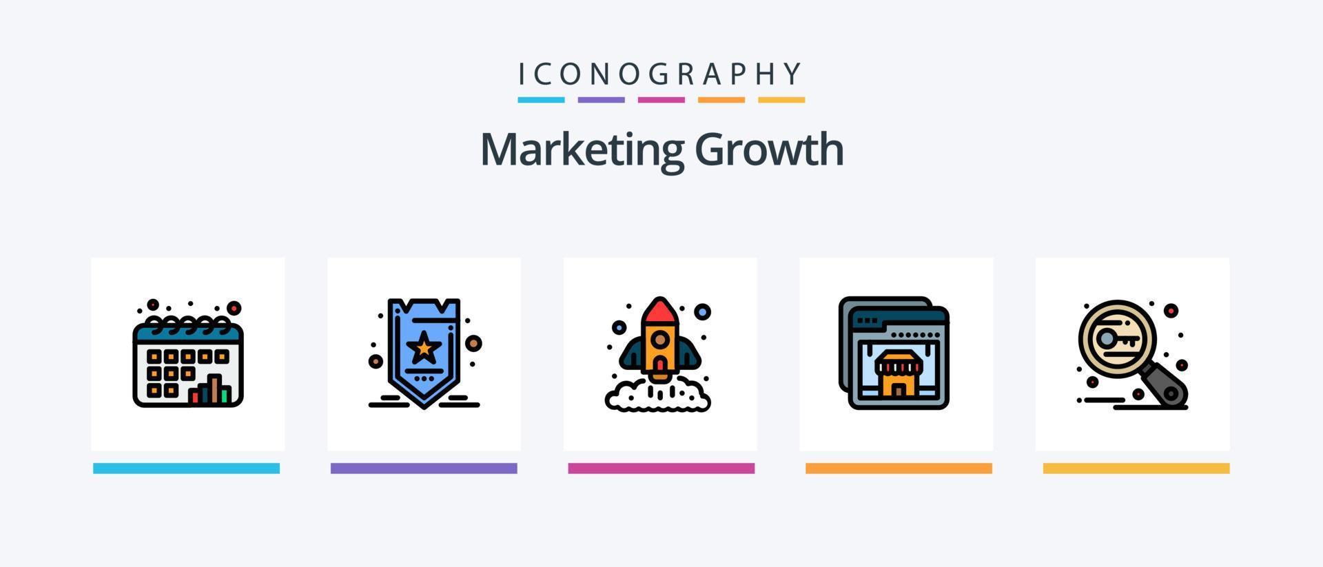 la línea de crecimiento de marketing llenó el paquete de 5 iconos, incluido el éxito. marketing. arriba. crecimiento. envío. diseño de iconos creativos vector