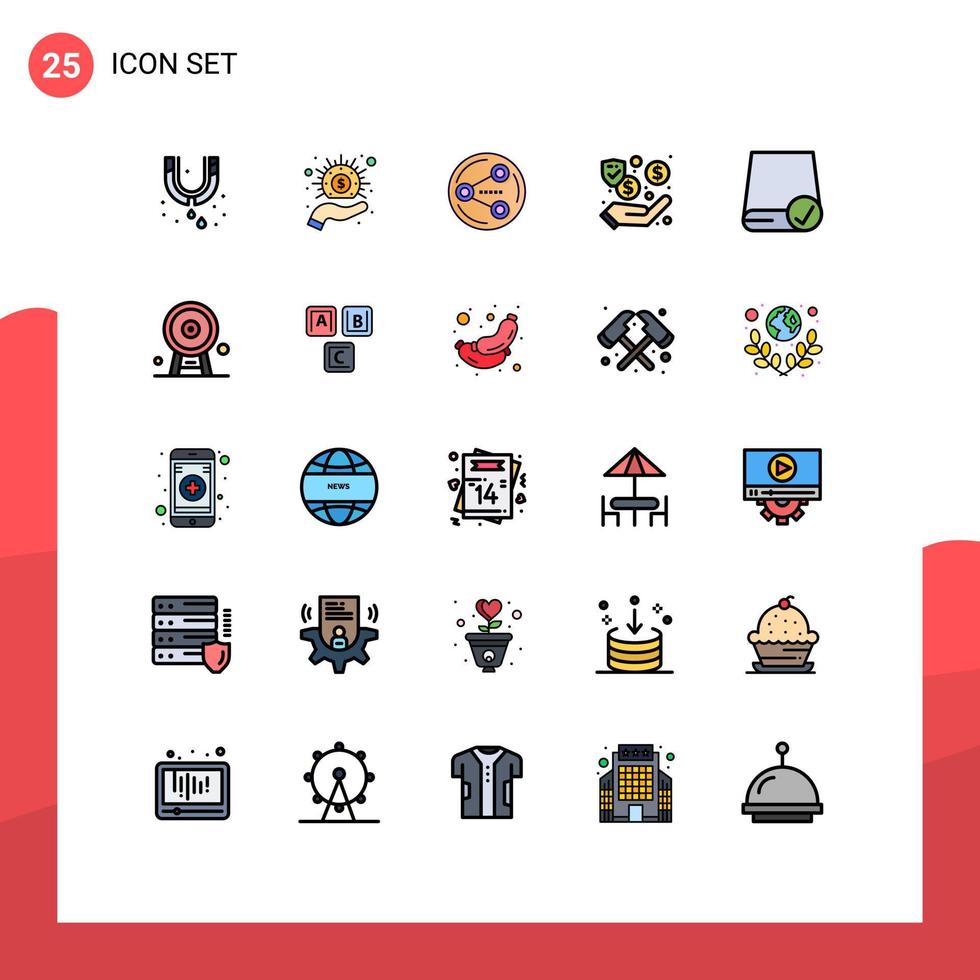 Stock Vector Icon Pack of 25 Line Signs and Symbols for connected cash share security dollar Editable Vector Design Elements