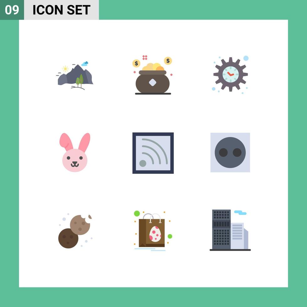 User Interface Pack of 9 Basic Flat Colors of signal rabbit save easter time Editable Vector Design Elements