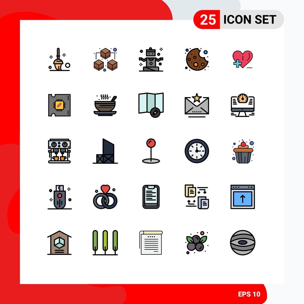 25 iconos creativos signos y símbolos modernos de cpu hospital deportes cuidado de la salud alimentos elementos de diseño vectorial editables vector