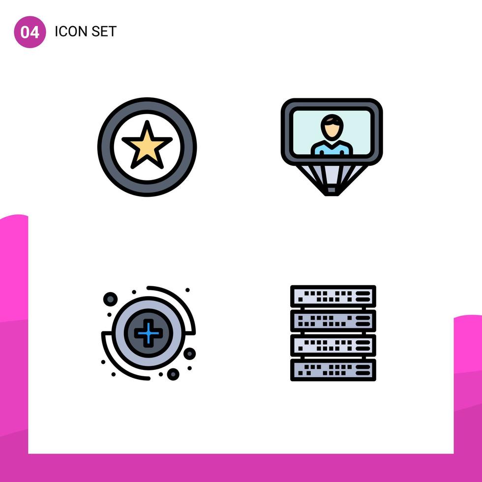 4 Creative Icons Modern Signs and Symbols of star sign user login rack Editable Vector Design Elements