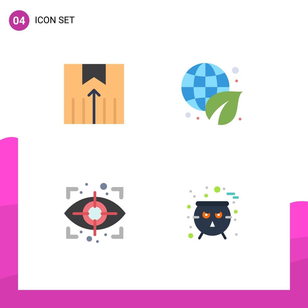 4 iconos planos universales signos símbolos de entrega escaneo transporte entorno tablero elementos de diseño vectorial editables vector