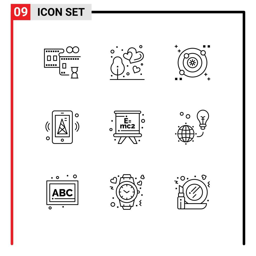 9 Creative Icons Modern Signs and Symbols of education blackboard orbit formula router Editable Vector Design Elements
