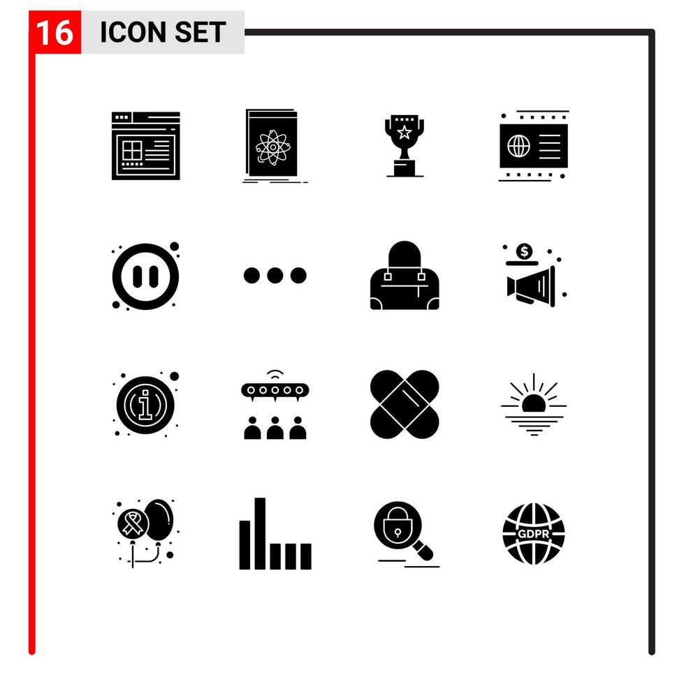 Modern Set of 16 Solid Glyphs and symbols such as audio debit science credit reward Editable Vector Design Elements