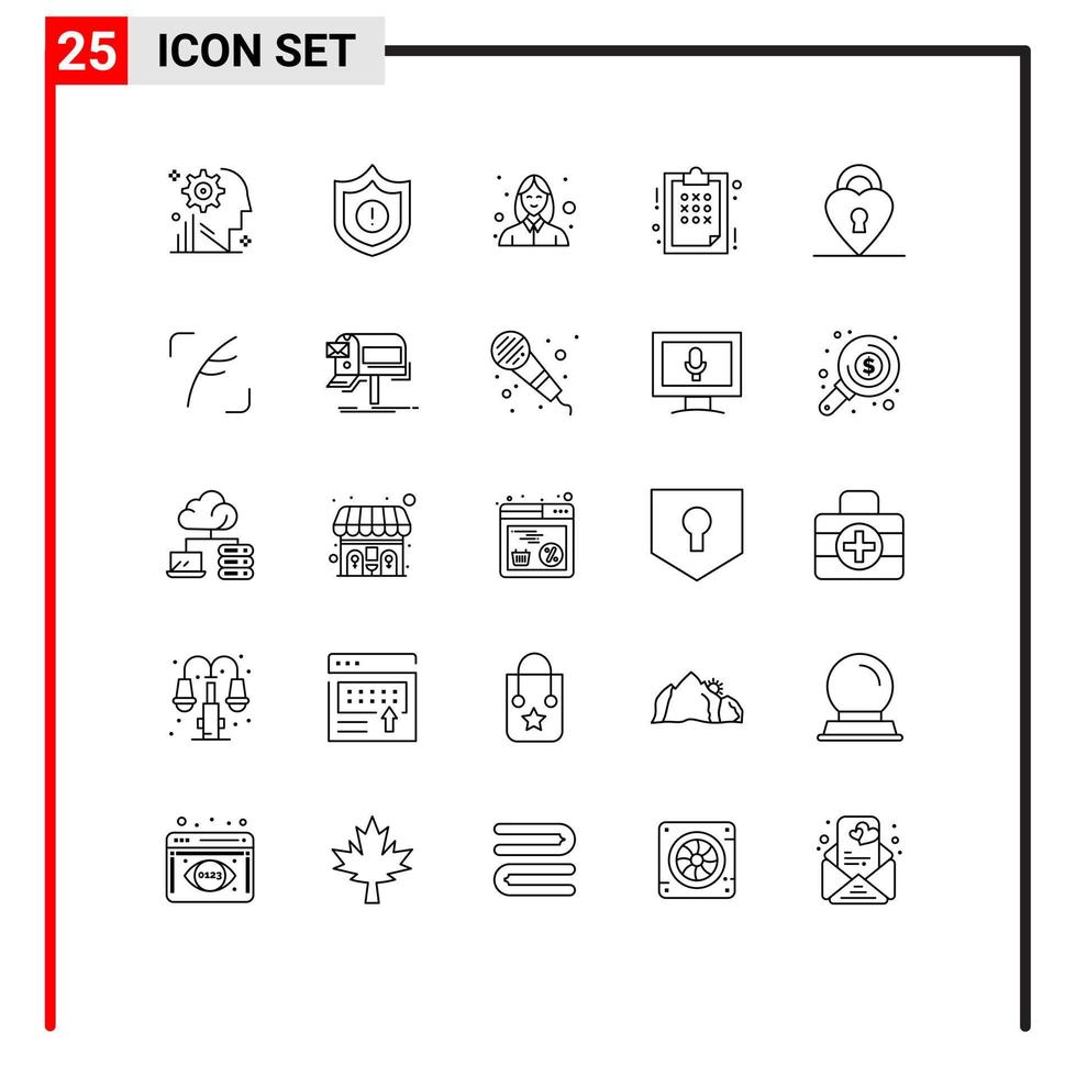 25 Thematic Vector Lines and Editable Symbols of love strategy avatar planning plan Editable Vector Design Elements