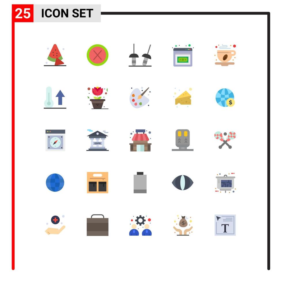conjunto de 25 iconos de interfaz de usuario modernos símbolos signos para leaf cafe esgrima taza de café emprendimiento elementos de diseño vectorial editables vector