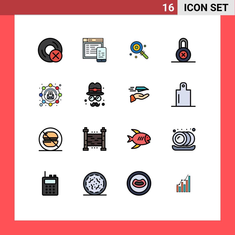 Set of 16 Modern UI Icons Symbols Signs for email protection mobile private sweet Editable Creative Vector Design Elements